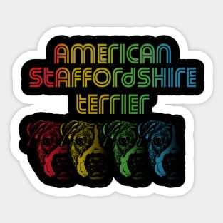 Cool Retro Groovy American Staffordshire Terrier Dog Sticker